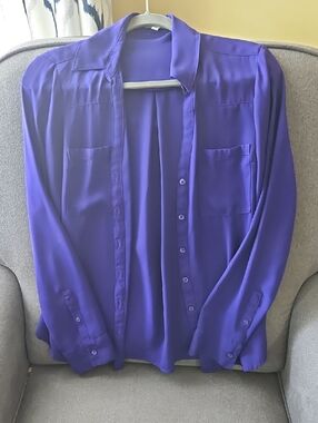 Express Purple Button-Up Blouse